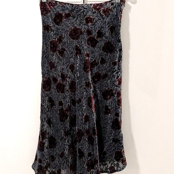 90s Mevisto Cut Velvet Floral Midi/Maxi Skirt Medium - Picture 1 of 10